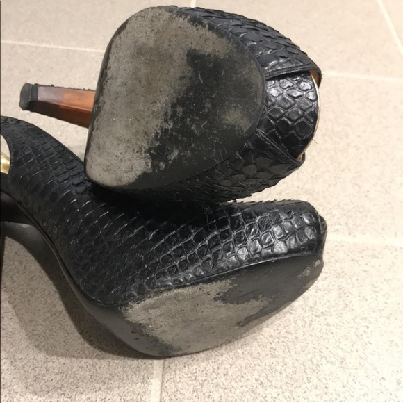 Black Faux Snakeskin Platform Heel - Picture 4 of 8